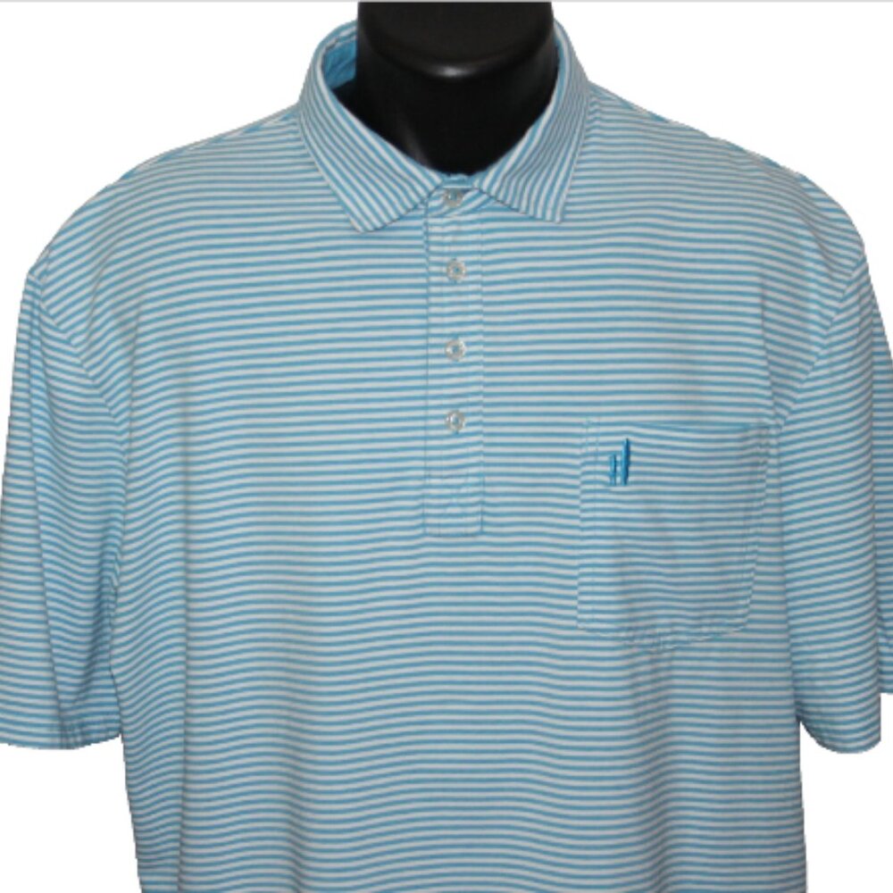 Beautiful Johnnie-O Hangin Out West Coast Prep Cotton Stretch Polo, 2XL, Blue